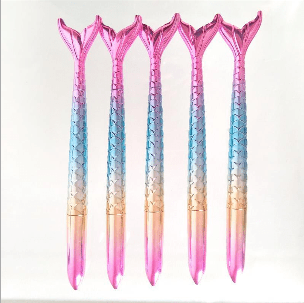 Creative stationery cartoon modeling pen gradient UV galvanized beautiful mermaid pen fashion neutral student pen