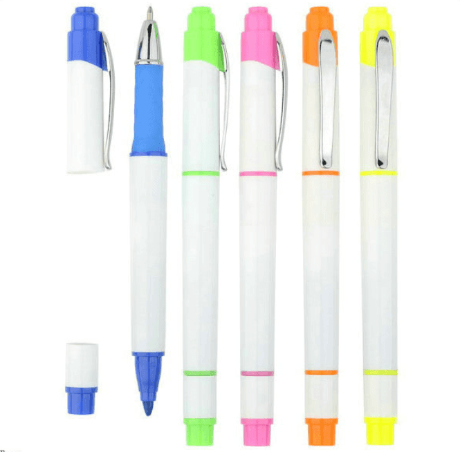 Di Sleeve Highlighter with Ballpoint Pen Both Ends with White Pen Holder