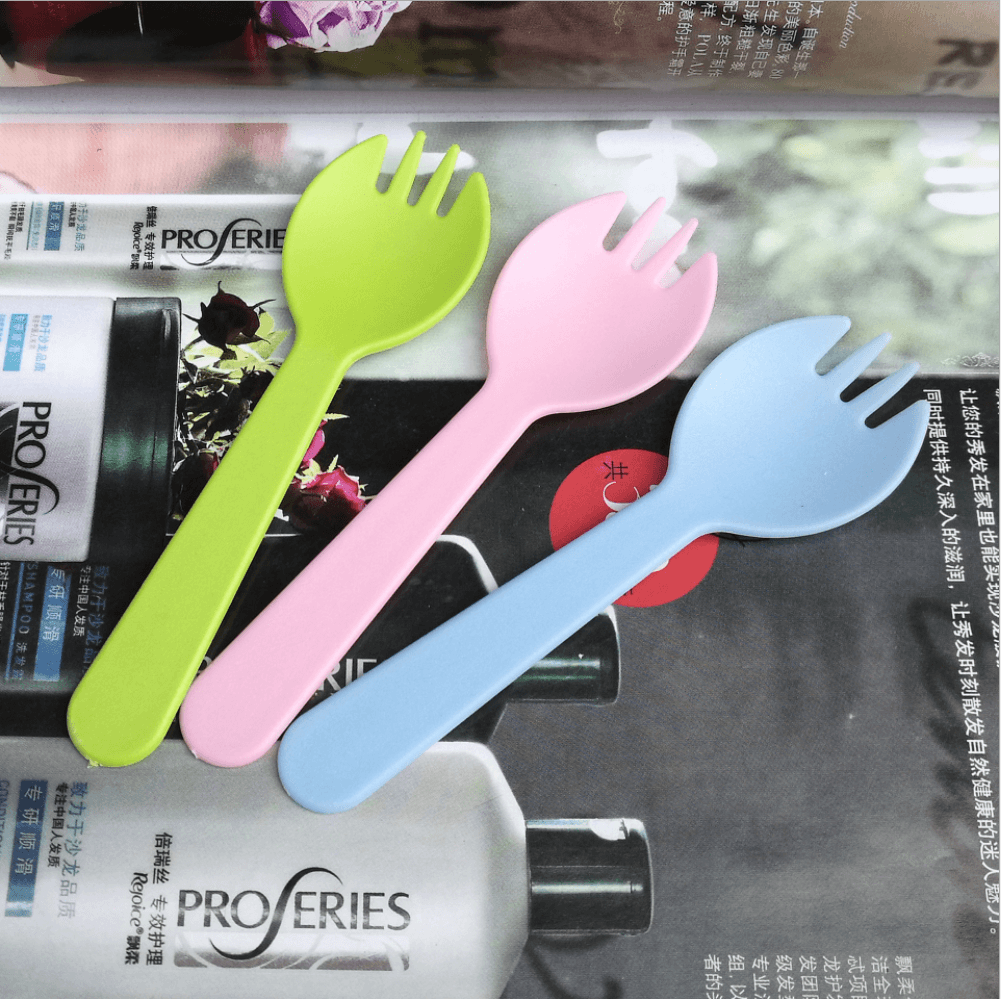 Disposable thick cake fork spoon three tooth fork spoon cake fork customizable logo