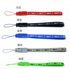 Explosion mobile phone lanyard label hanging rope printed smiley robot double ear buckle plastic buckle cup rope LY1070