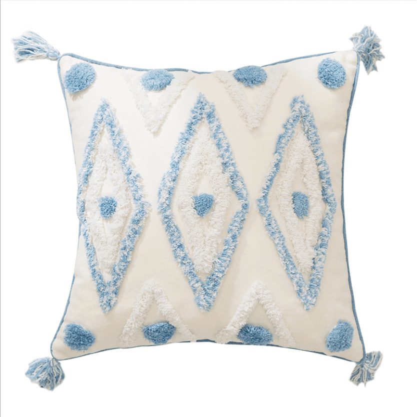 Hand-woven cushions cotton embroidery tufted pillowcases ins Nordic Moroccan geometric tassel pillow1