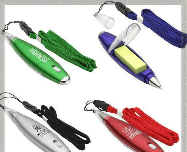 Lanyard safety buckle insert ballpoint pen with rope lanyard note paper led lamp pen office paper desk pen