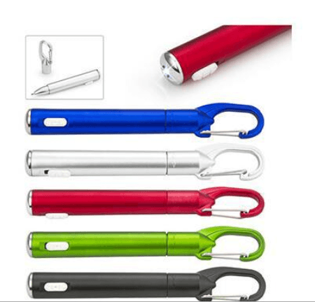 Multifunctional carabiner ballpoint pen keychain light pen