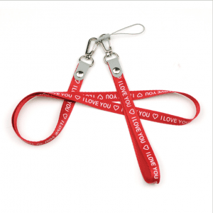 New mobile phone lanyard cup sling printed love metal hook CSC with cast circle line head LY1071