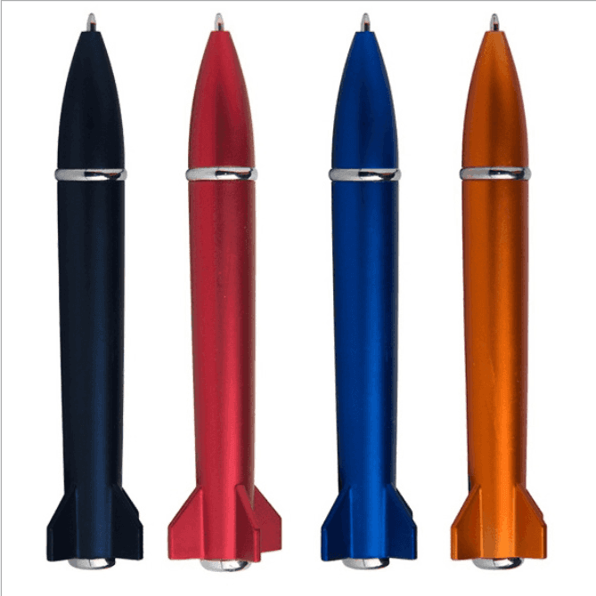 Rocket missile shape shape cartoon shape craft cute gift student with LED light plastic ballpoint pen