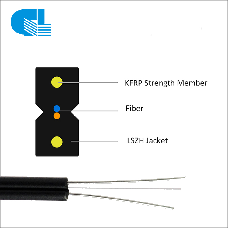 1-12 Jádro Indoor FTTH Drop Cable FRP KFRP ocelový drát
