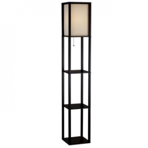 One of Hottest for Modern Led Floor Lamp - Black Etagere Organizer Storage Shelf fabric Shade Floor Lamp-GL-FLWS001 – Goodly