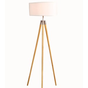 Factory Outlets Cheap Led Floor Lamp - Mid-Century Modern Natural Solid wood Tripod Floor, White Shade and Rotary Switch, 58″ H-GL-FLW014 – Goodly