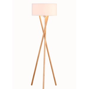 Low price for Brown Rattan Lamps - Euro Style Collection  Tripod Natrual Wood Body Floor Lamp-GL-FLW015 – Goodly