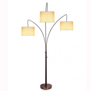 Factory wholesale Modern Glass Floor Lamp - Black Tall Multiple Head Arc Lamp With 3 Fabric Shade Hanging  Lighting For Reading, Offices-Modern 3 Arm Floor Light For Standing Behind The Living Roo...