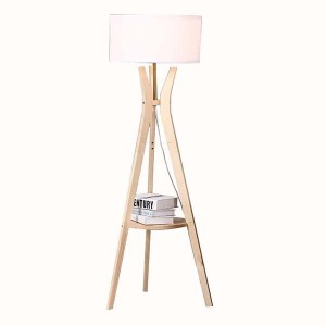 Excellent quality Iron Led Floor Lamp - Mid-Century Solid wood Tripod Storage Floor Lamp Walnut-GL-FLW012 – Goodly
