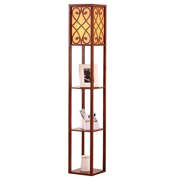 New Delivery for Industrial Floor Light - 63″ H Black Wooden Shelf Floor Lamp with Floral Shade Panels for warm bedroom and living room-GL-FLWS024 – Goodly