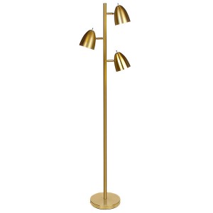 factory customized Antique Desk Lamp - Mordern Metal 3-Light Tree Floor Lamp, Brushed Brass Finish GL-FLM026 – Goodly