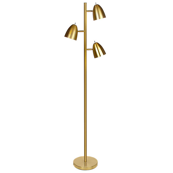 Rapid Delivery for 45w Light Fittings - Mordern Metal 3-Light Tree Floor Lamp, Brushed Brass Finish GL-FLM026 – Goodly