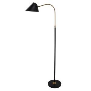 Černá a zlatá stojací lampa, mosazné rameno |  Dobře Light-GL-FLM024