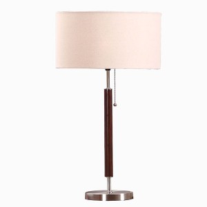Lampa stołowa z drewna i metalu, biała lampa stołowa, współczesna lampa do sypialni |  Goodly Light-GL-TLM048