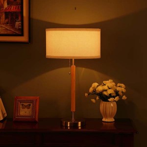 Wood and Metal Table Lamp,White Table Lamp,Contemporary Bedroom Lamp | Goodly Light-GL-TLM048