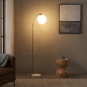 Curved Gold Floor Lamp, Petite Arc Metal Floor Lamp | Goodly Light-GL-FLM166