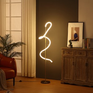 Linear Metal Led Floor Lamp, Curved Pole Light | Goodly Light-GL-FLM063