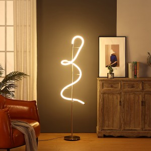 Linear Metal Led Floor Lamp, Curved Pole Light | Goodly Light-GL-FLM063