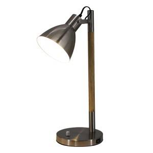 Tafellamp met metalen kap, lamp met houten afwerking |  Goed licht-GL-TLM045