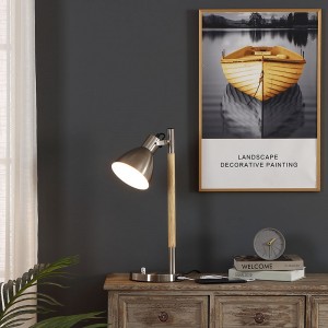 Metal Shade Table Lamp,Wood Finish Lamp | Goodly Light-GL-TLM045