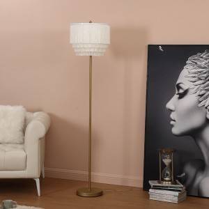 Professional Design China Contemporary Gold Arms and Rotatable White Metal Shade Floor Lamp Adjustable
