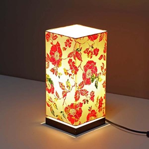 Modern Wood Table Lamp,Table Lamp with Floral Designed Shade | Goodly Light-GL-TLW001-2