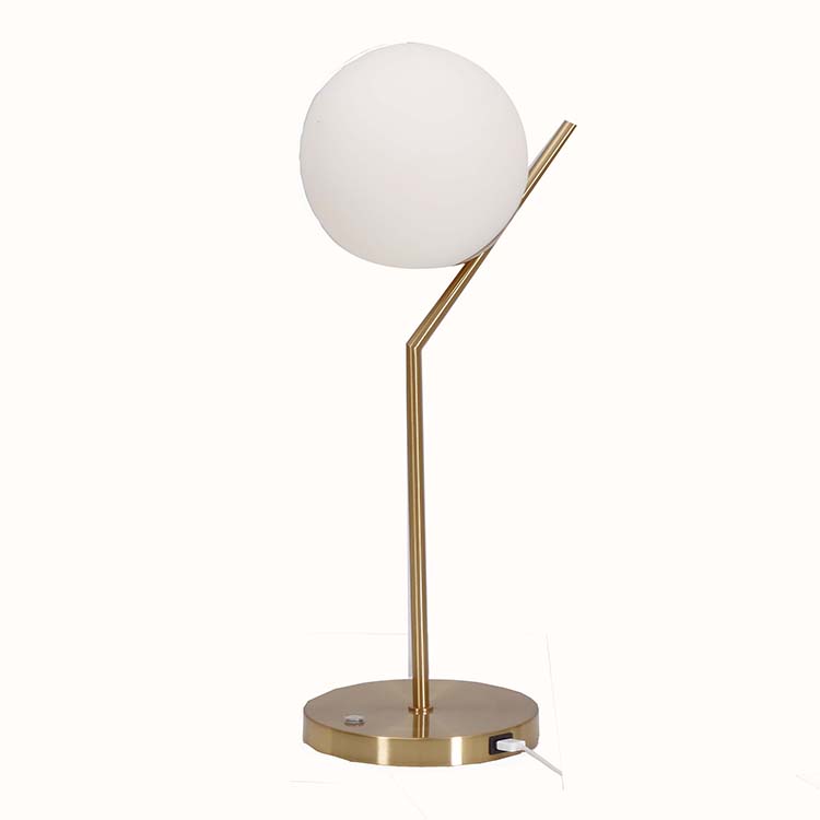 Modern White Globe Glass Shade Table Lamp