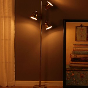 Modern fém 3-fényes fa állólámpa, fa állólámpa |  Goodly Light-GL-FLM026