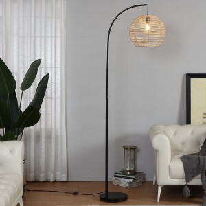 Rattan Arc Floor Lamp, Handcrafted Rattan Lampshade | GL-FLM015