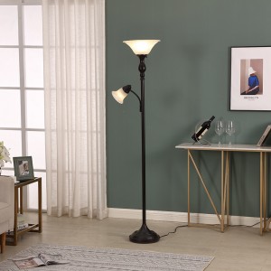 Torchiere Floor Lamp in Brushed Steel,Iron Scroll Floor Lamp | Goodly Light-GL-FLM085