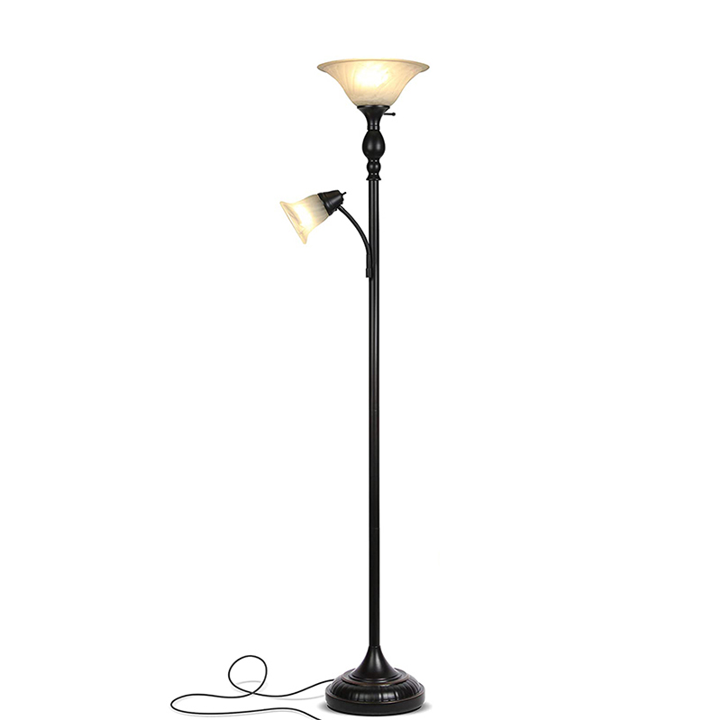 Torchiere Floor Lamp in Brushed Steel,Iron Scroll Floor Lamp | Goodly Light-GL-FLM085 Featured Image