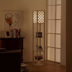 Lámpara de torre con estantes, deseño de estilo asiático | Goodly Light-GL-FLW1002
