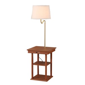 Table Lamp with Outlet and USB,Wood Table Lamp Base | Goodly Light-GL-FLWS1001