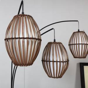 Bronze Arc Lamp,Handmade Rattan Lampshade | GL-FLM035