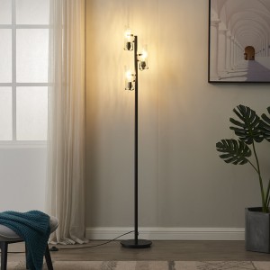 Brushed Metal Floor Lamp,Tree Floor Lamp with Glass Shade | Goodly Light-GL-FLM119