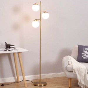 Leading Manufacturer for Nordic modern home living room decoration light romantic stand gold metal glass led floor lamp