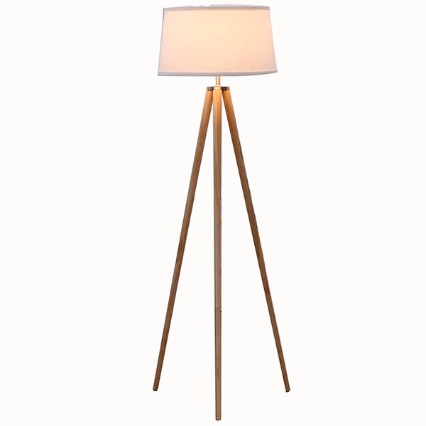 Manufacturer of Floor Lamp Industrial - Natural Wood Tripod Floor Lamp, Linen Fabric Lamp Shade with E26 Lamp Base, Modern Design Reading Light for Office,Bedroom,Living Room, and Study Room-GL-FL...