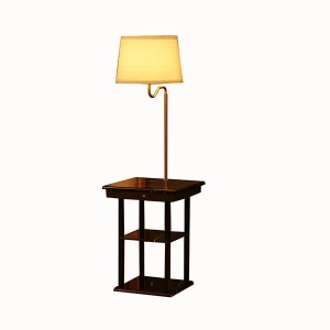 New Delivery for Nordic Table Lamp - USB End Table Lamp, Modern Design Bedside Table Lamps with 5V 2A USB Charging Port,110V US plug,Wooden Black Shelf storage,and white Fabric Shade Nightstand Ta...