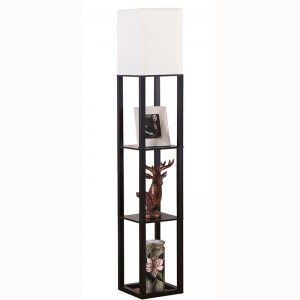 Shelf Floor Lamp,Elegant Wooden  Floor Lamp With 3 Storage Shelves | Goodly Light-GL-FLWS003