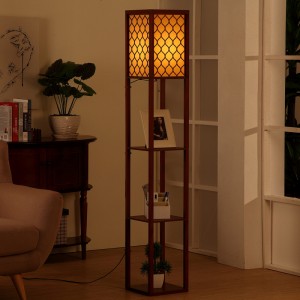 Wood Shelf Floor Lamp,White Shelf Floor Lamp | Goodly Light-GL-FLWS023