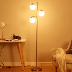 Leading Manufacturer for Nordic modern home living room decoration light romantic stand gold metal glass led floor lamp