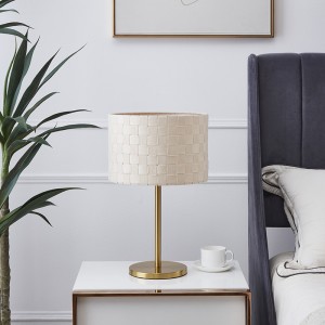 Metal Table Lamp Brass, Handmade Linen Lampshade  | Goodly Light-GL-TLM059