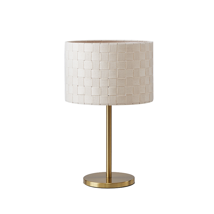 Metal Table Lamp Brass, Handmade Linen Lampshade  | Goodly Light-GL-TLM059 Featured Image