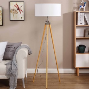 Best quality Nordic Style Morden Floor Lamp Wood Pole Fabric Lamp Shape Hote Or Home Used Ce Rohs