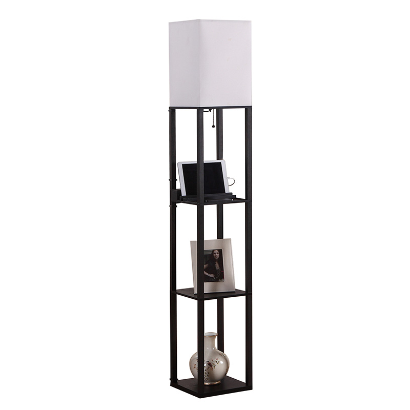 tall floor lamp with shelves
