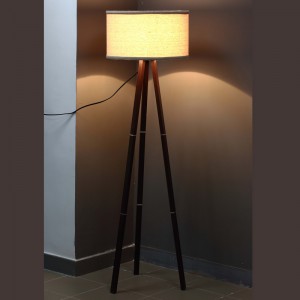 High Quality European Style Contemporary Bedroom Iron Gold Fabric Shade Tripod Floor Lamp