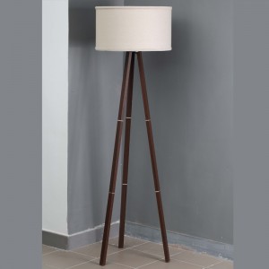 High Quality European Style Contemporary Bedroom Iron Gold Fabric Shade Tripod Floor Lamp