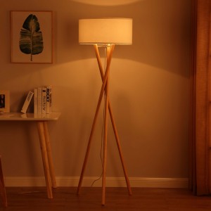 Rapid Delivery for Modern Natural Wood Metal Walnut Black Wooden Tripod Floor Lamp
